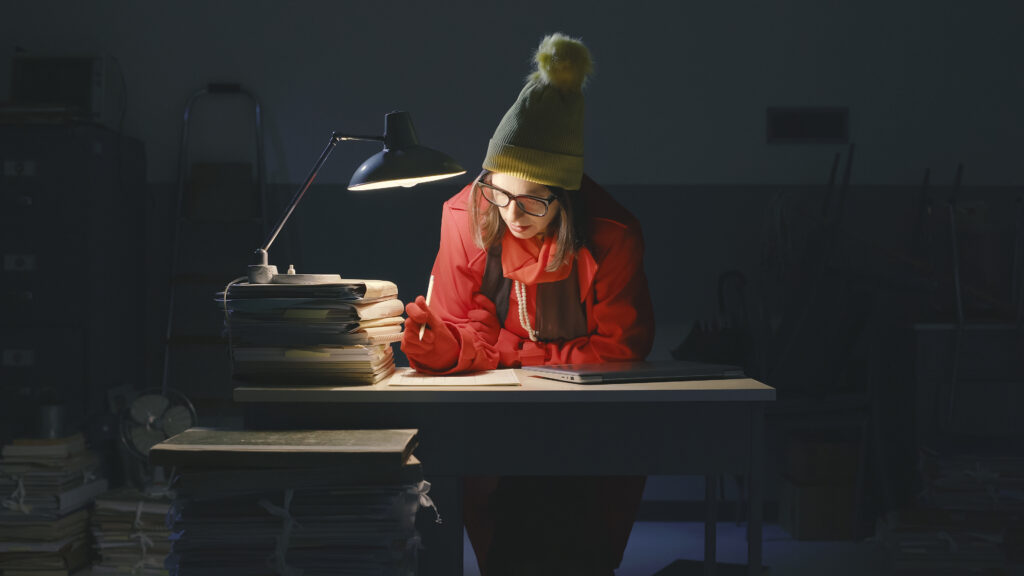 Woman freezing in the office
